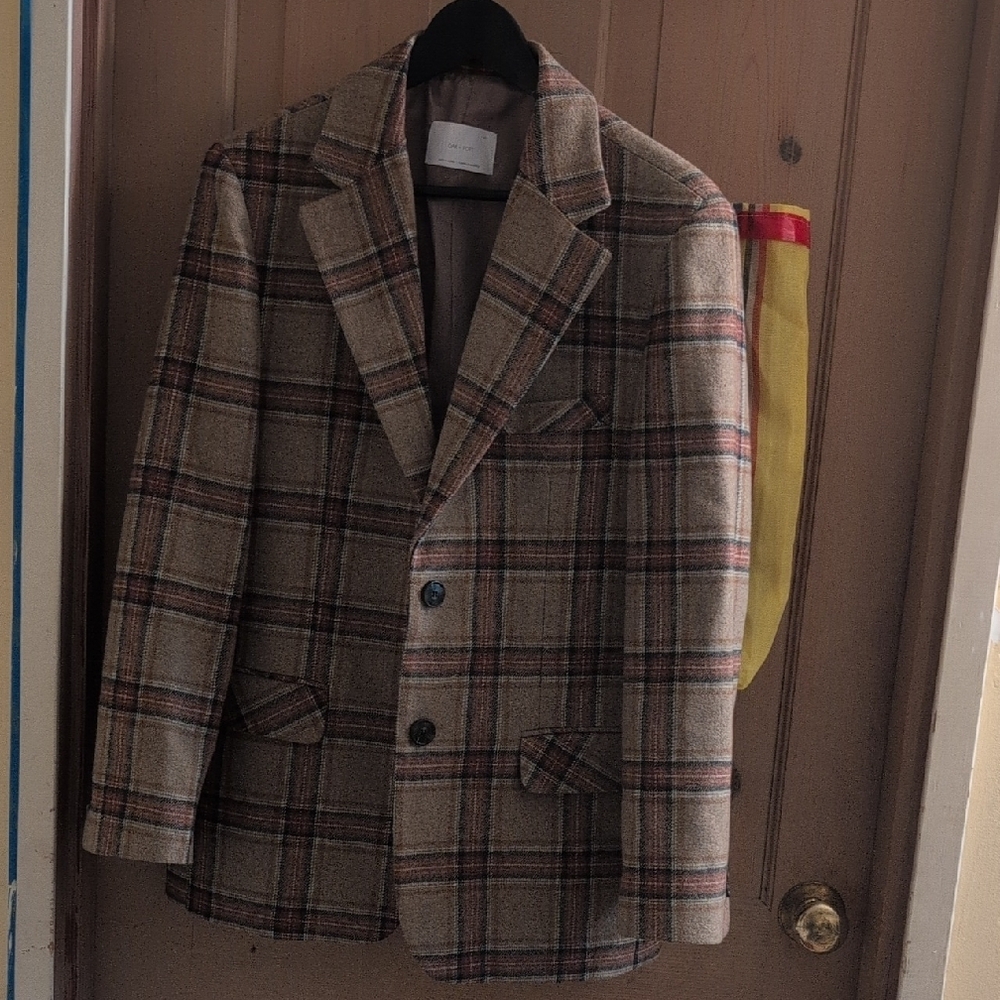 Men's Plaid Blazer - Brown and Red